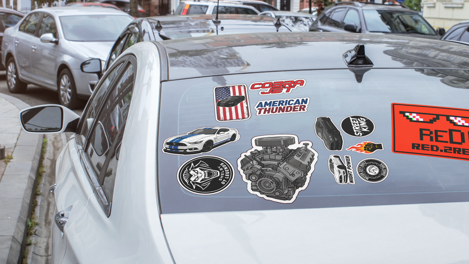 Muscle Car Sticker Sheet — American Thunder, Cobra Jet & Street King Decals