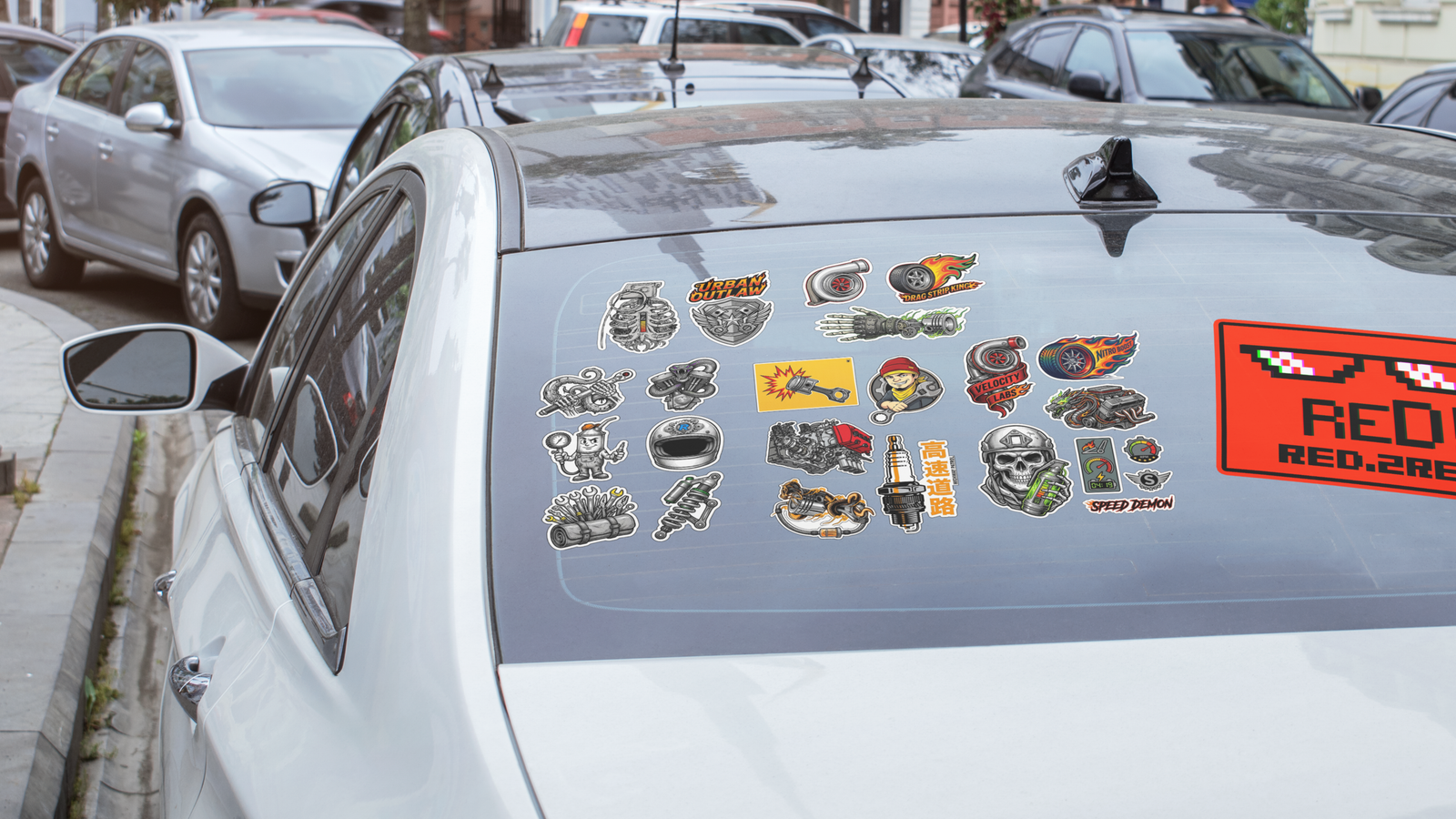 Hot Rod & Engine Sticker Sheet — Automotive Mechanics Car Culture Decals