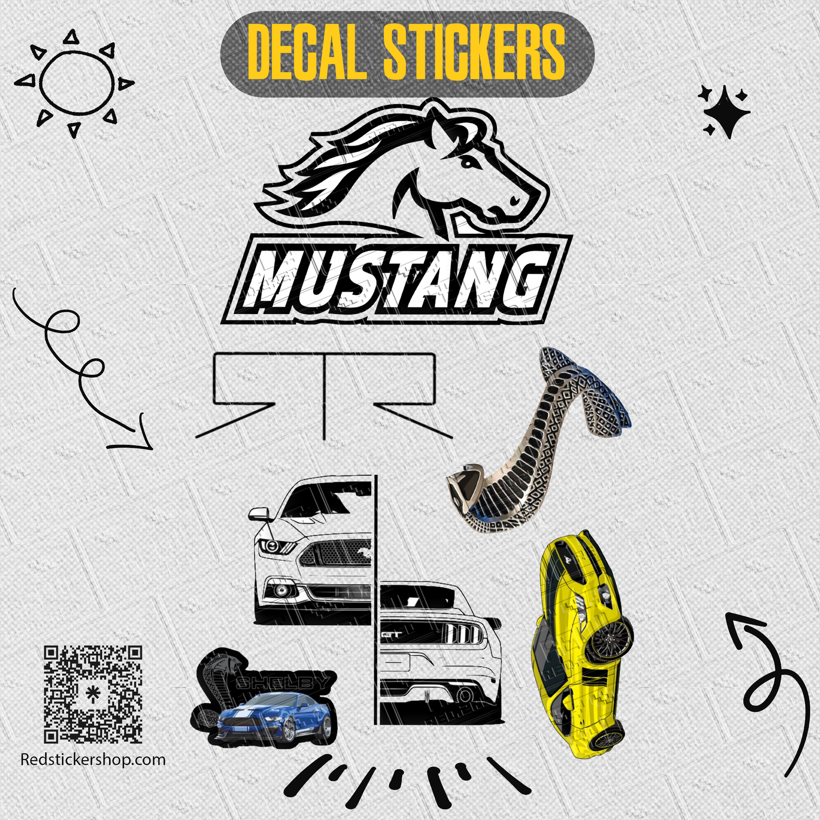 Car & Racing Sticker Sheet — Mustang Drift Decals - Image 3