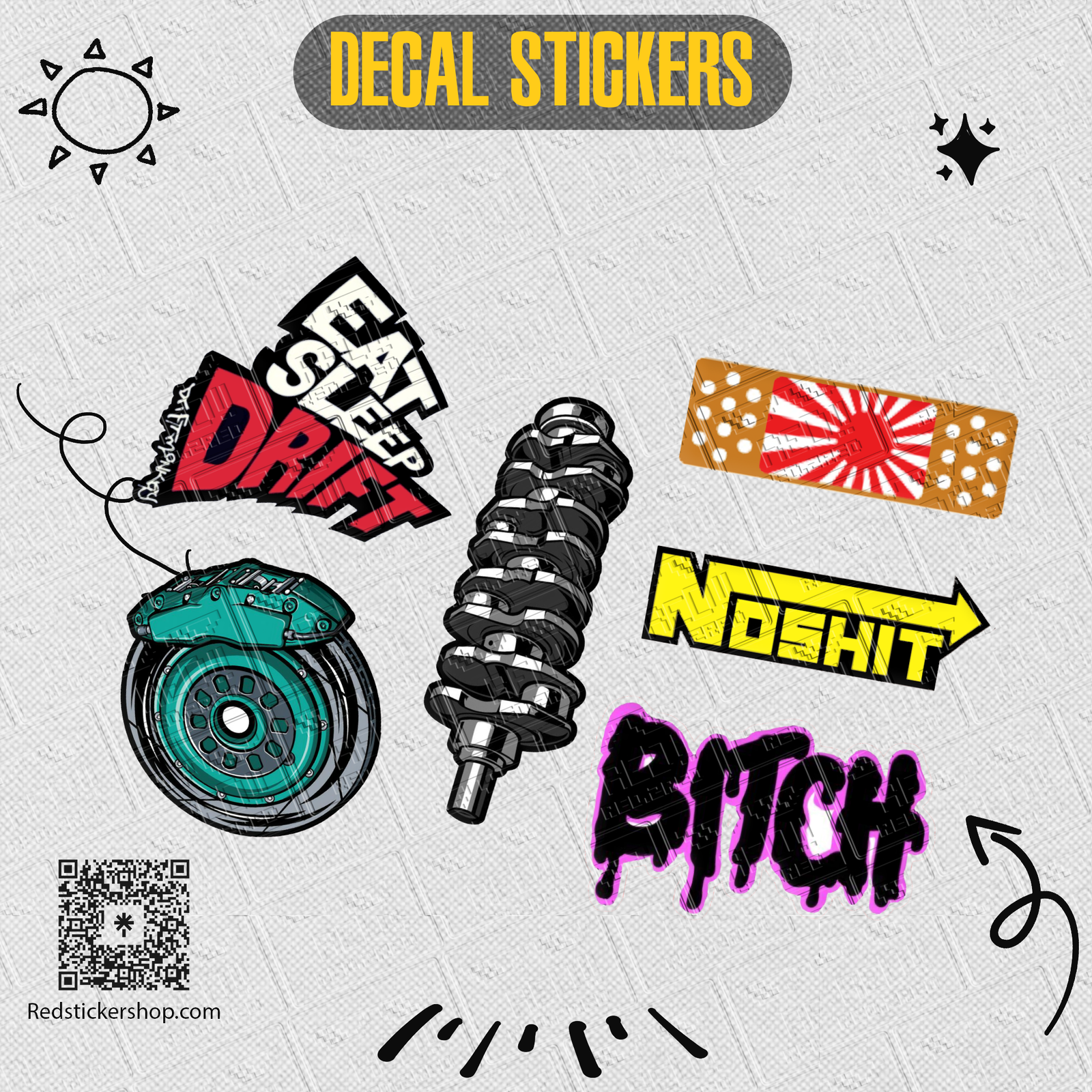 Car & Racing Sticker Sheet — Mustang Drift Decals - Image 5