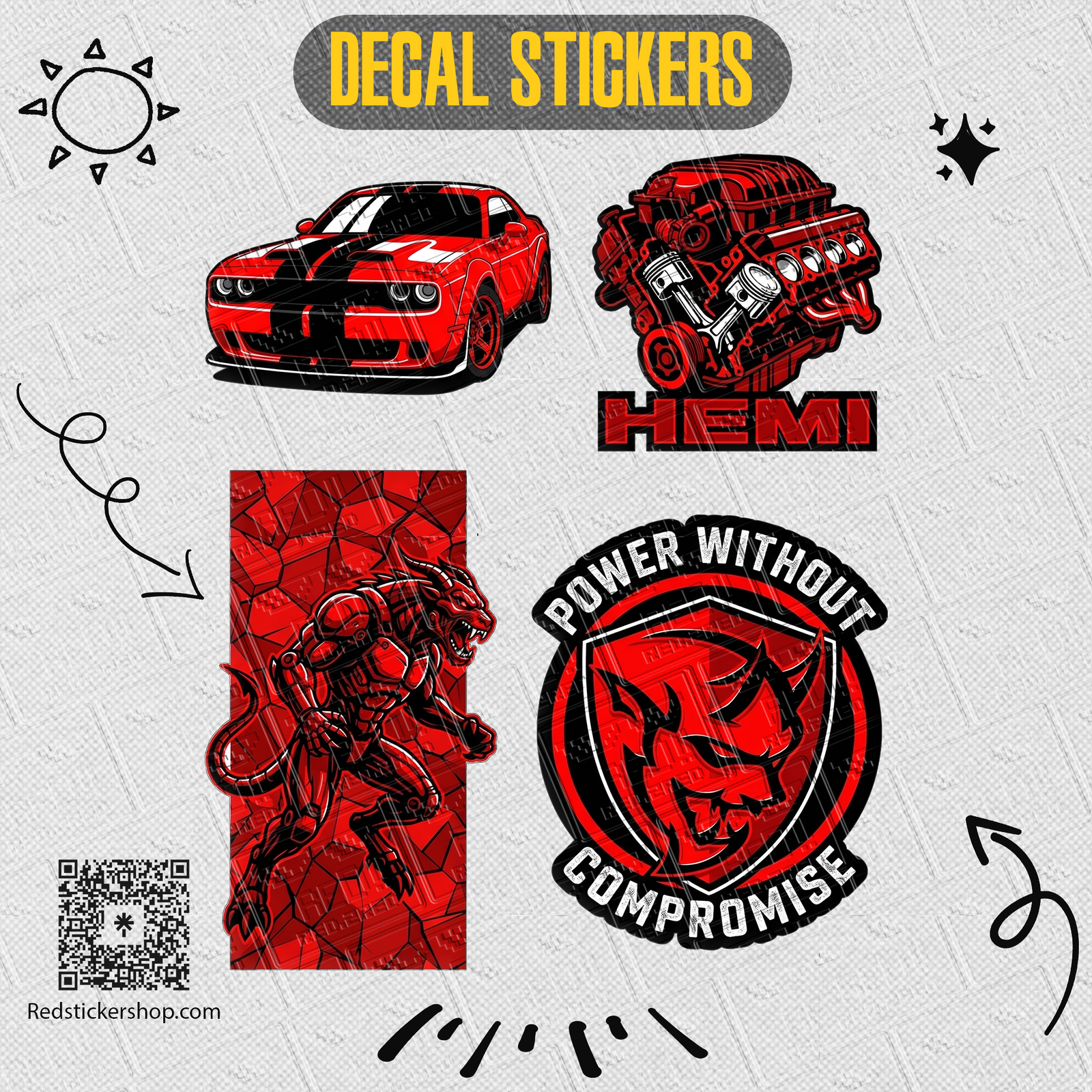 Automotive Decal Sticker Sheet — Muscle Car, Engine & Racing Emblems - Image 2