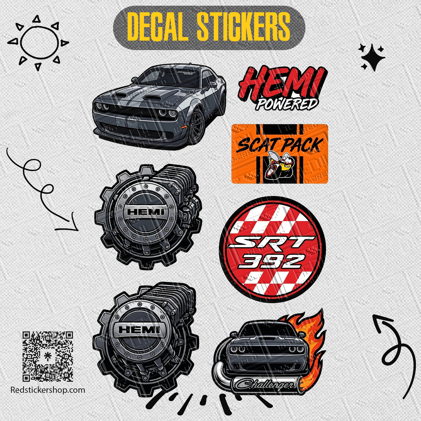 Automotive Decal Sticker Sheet — Muscle Car, Engine & Racing Emblems - Image 3