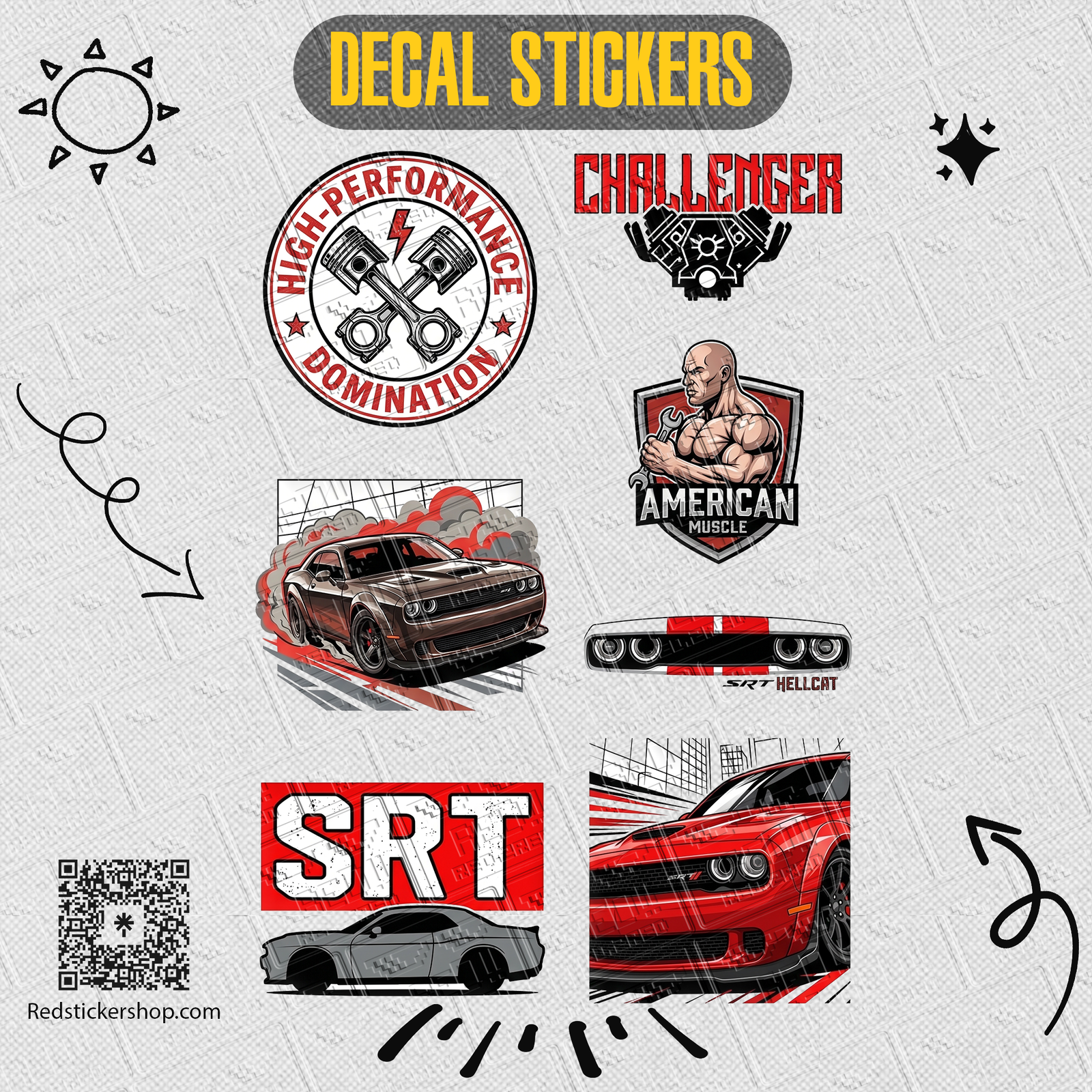 Muscle Car Sticker Sheet — Vintage Dodge & Viper Auto Decals - Image 5