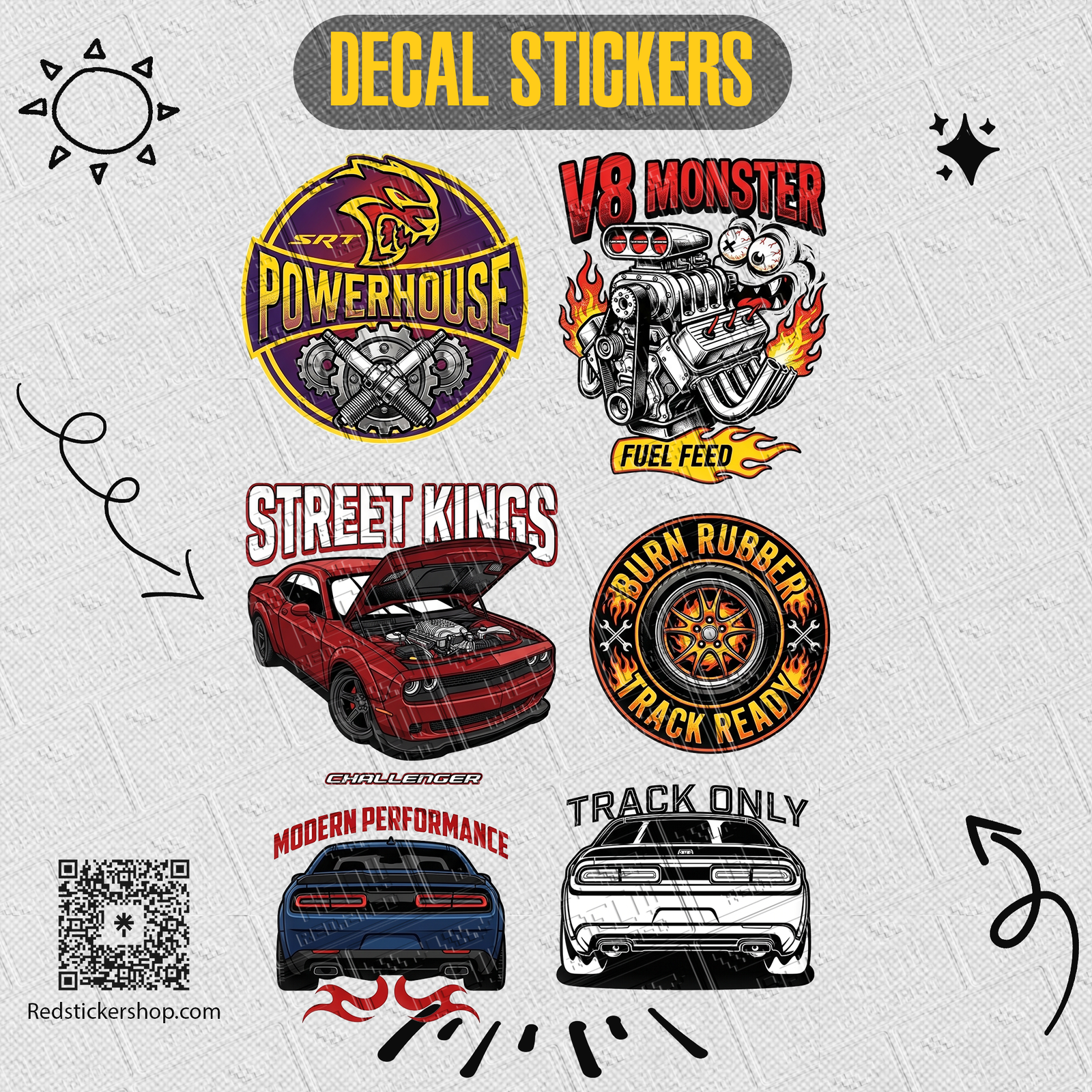 Muscle Car Sticker Sheet — Vintage Dodge & Viper Auto Decals - Image 4