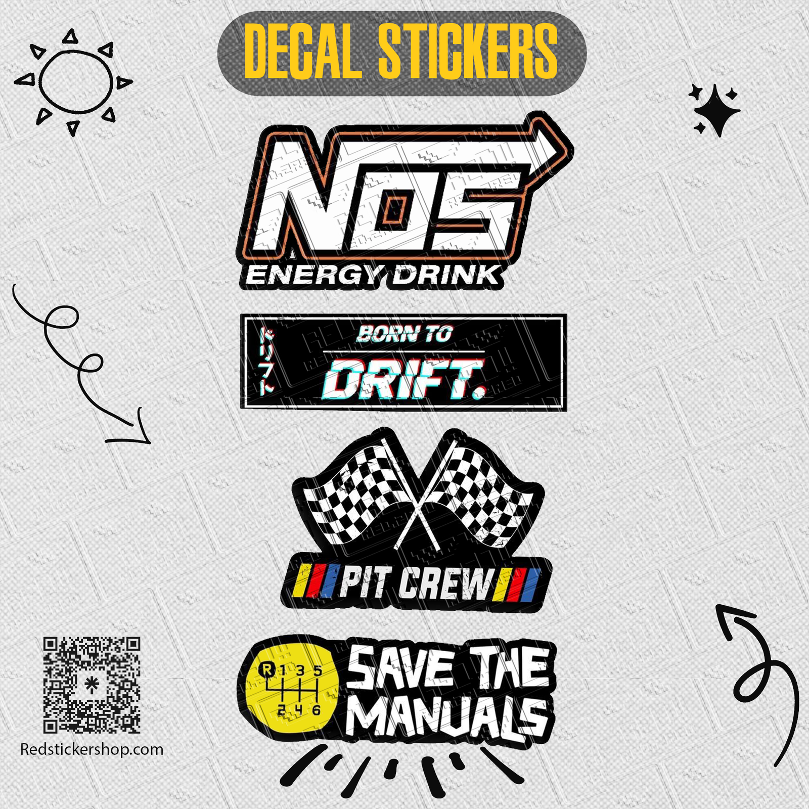 Car Culture Sticker Sheet — Drift, NOS, GR Sport Decals - Image 5