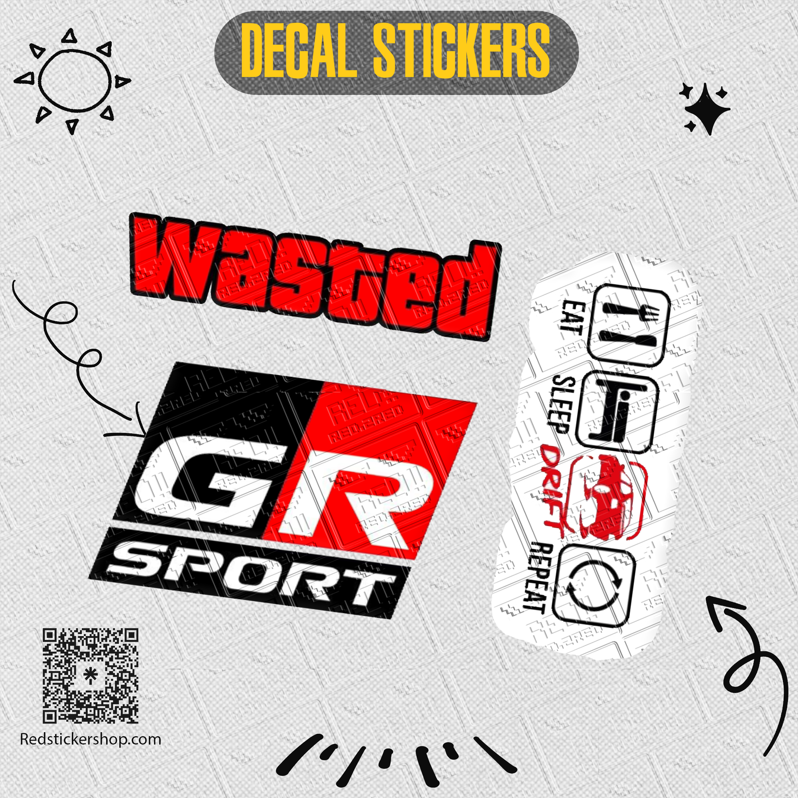 Car Culture Sticker Sheet — Drift, NOS, GR Sport Decals - Image 3