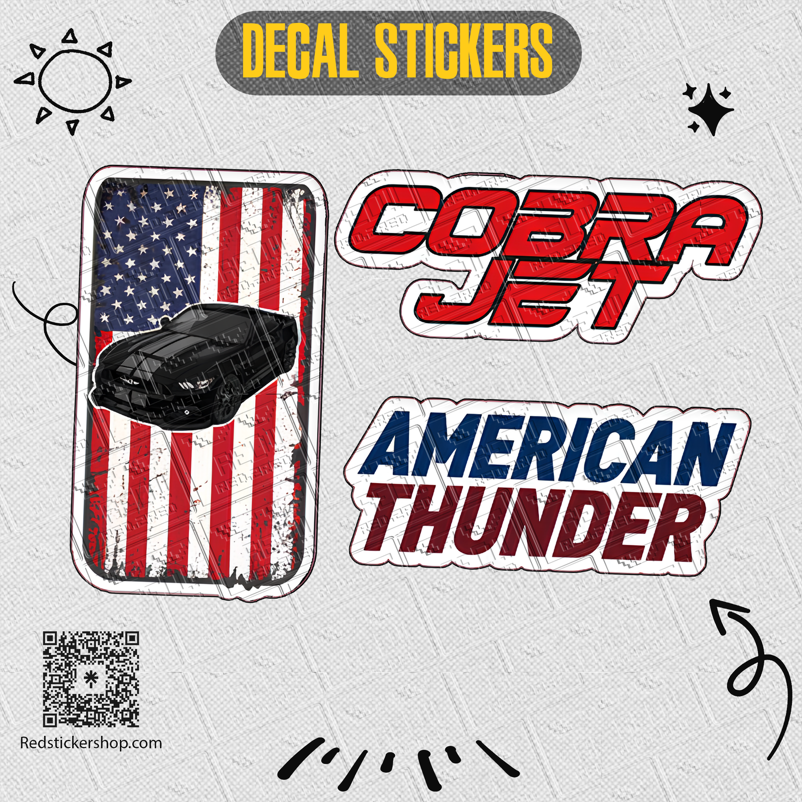 Muscle Car Sticker Sheet — American Thunder, Cobra Jet & Street King Decals - Image 4