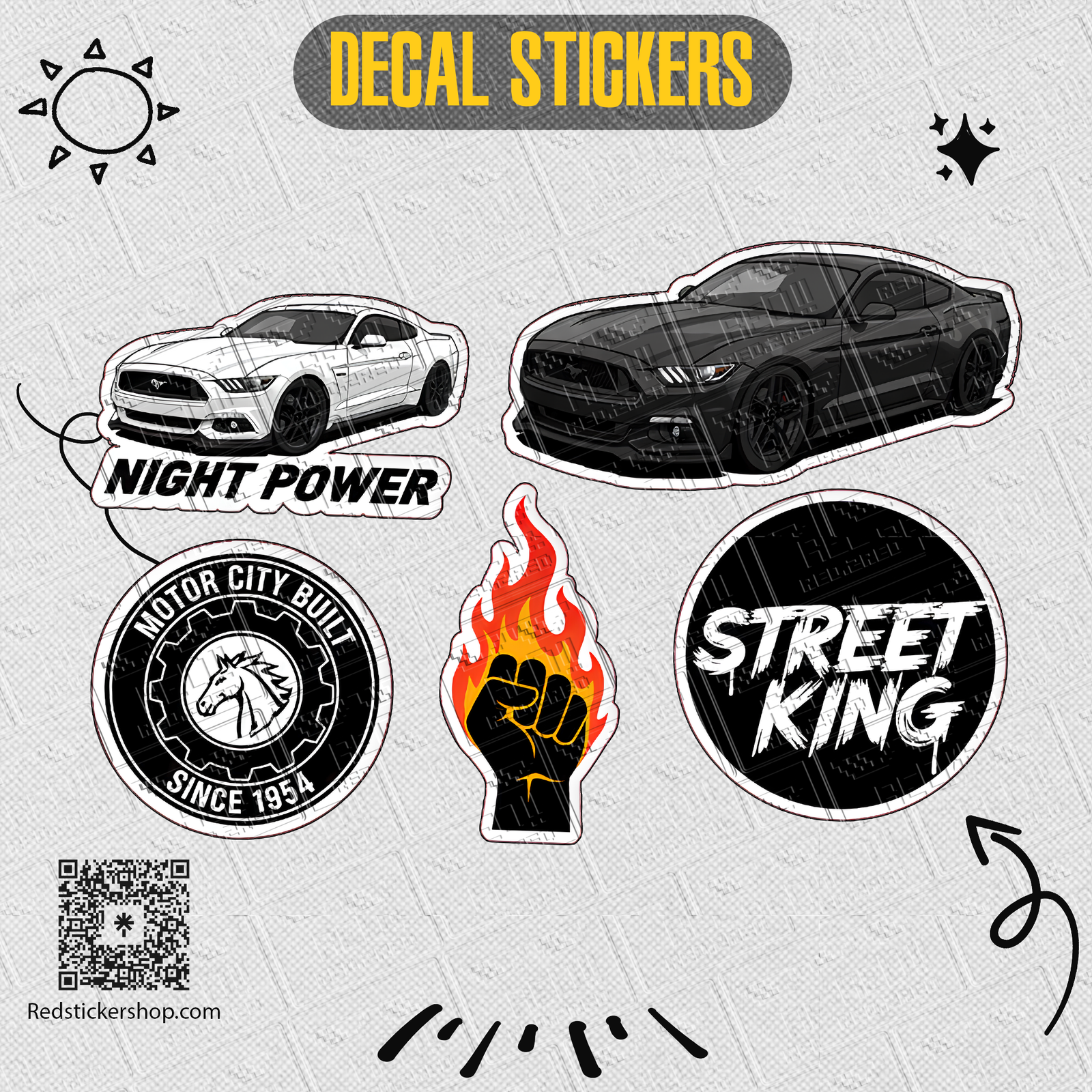 Muscle Car Sticker Sheet — American Thunder, Cobra Jet & Street King Decals - Image 3
