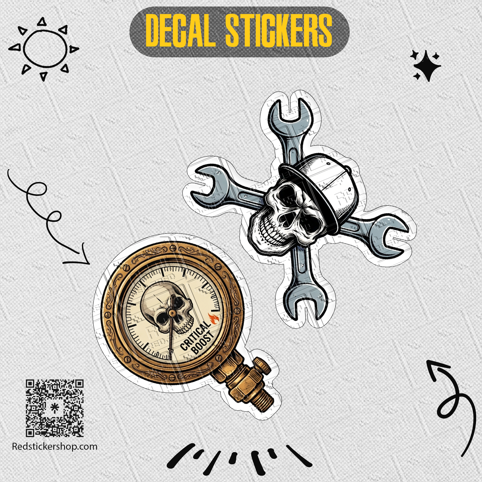 Vintage Mechanic Sticker Sheet — Tuned, Boost Life, Garage Queen Car Repair Decals - Image 2