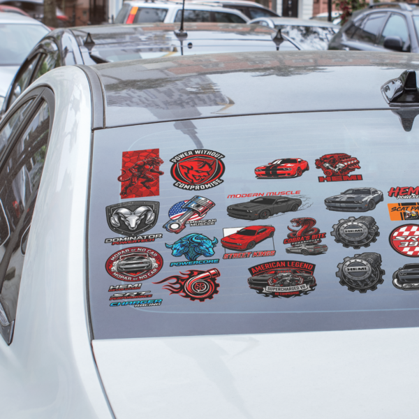 Automotive Decal Sticker Sheet — Muscle Car, Engine & Racing Emblems